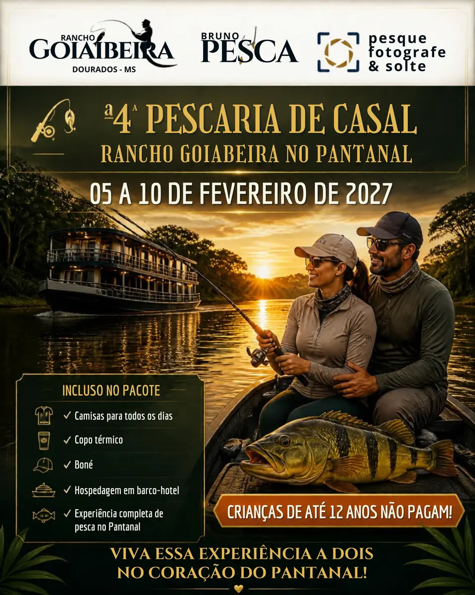 4ª Pescaria de Casal no Pantanal abre vagas ao público para 2027
